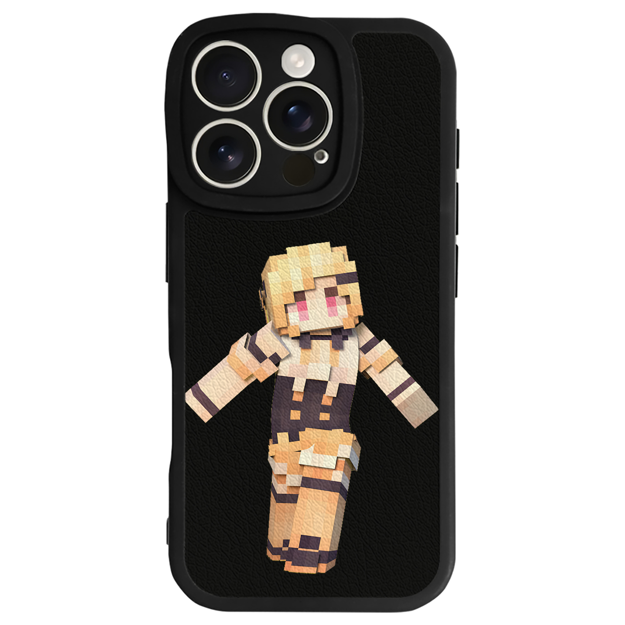 （画像用） マインクラフト ブロックの世界 Minecraft MC Block world 【iPhone 16シリーズ対応】シリコンスマホケース（レザー調） 材質：シリコン
